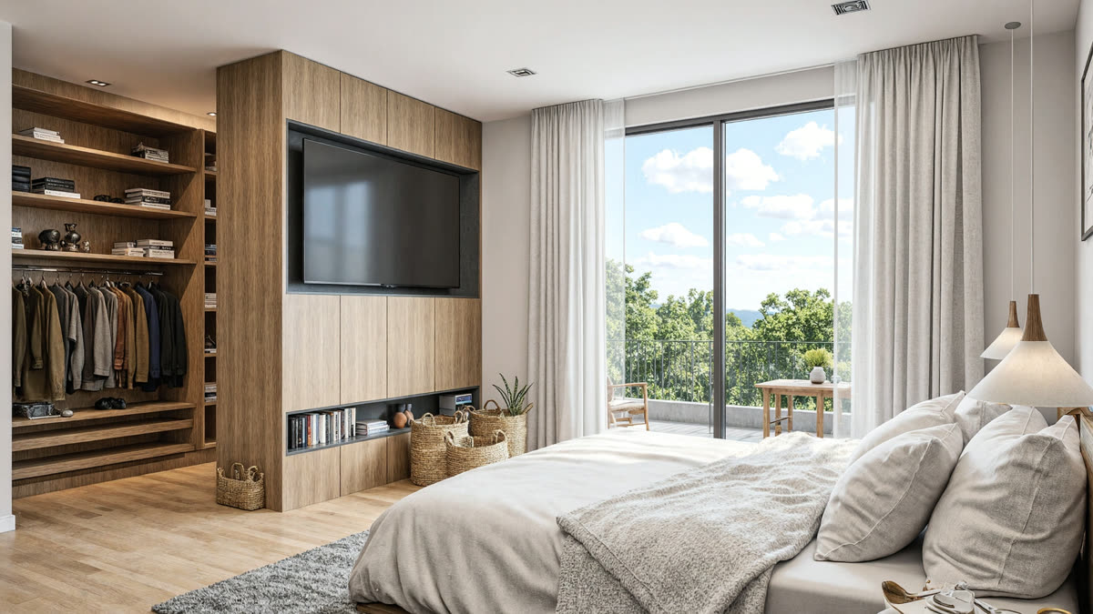 Dormitorio principal con ventanal